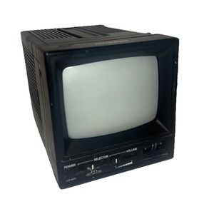 Vintage Hyundai Portable B&W TV September 1987 CRT Television Black Retro Tech